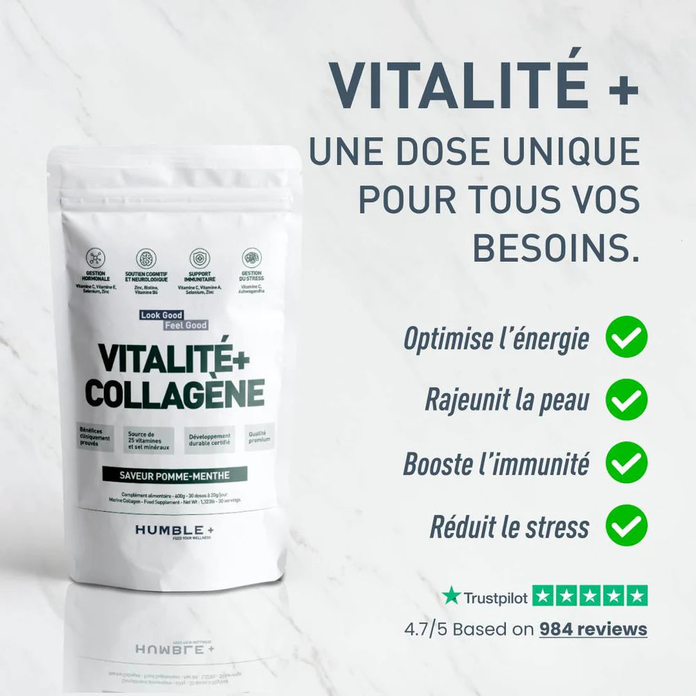 Vitalité + Collagène – Humble + | Énergie, Peau & Articulations