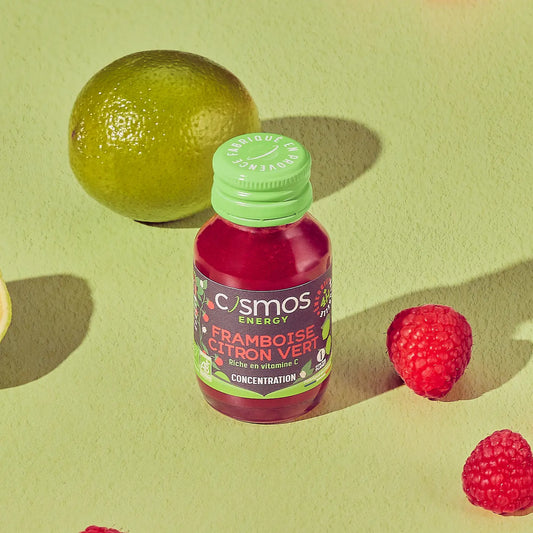 Shot Énergisant : Framboise Citron Vert Bio – COSMOS ÉLIXIR | Boost Fruité & Vitalité