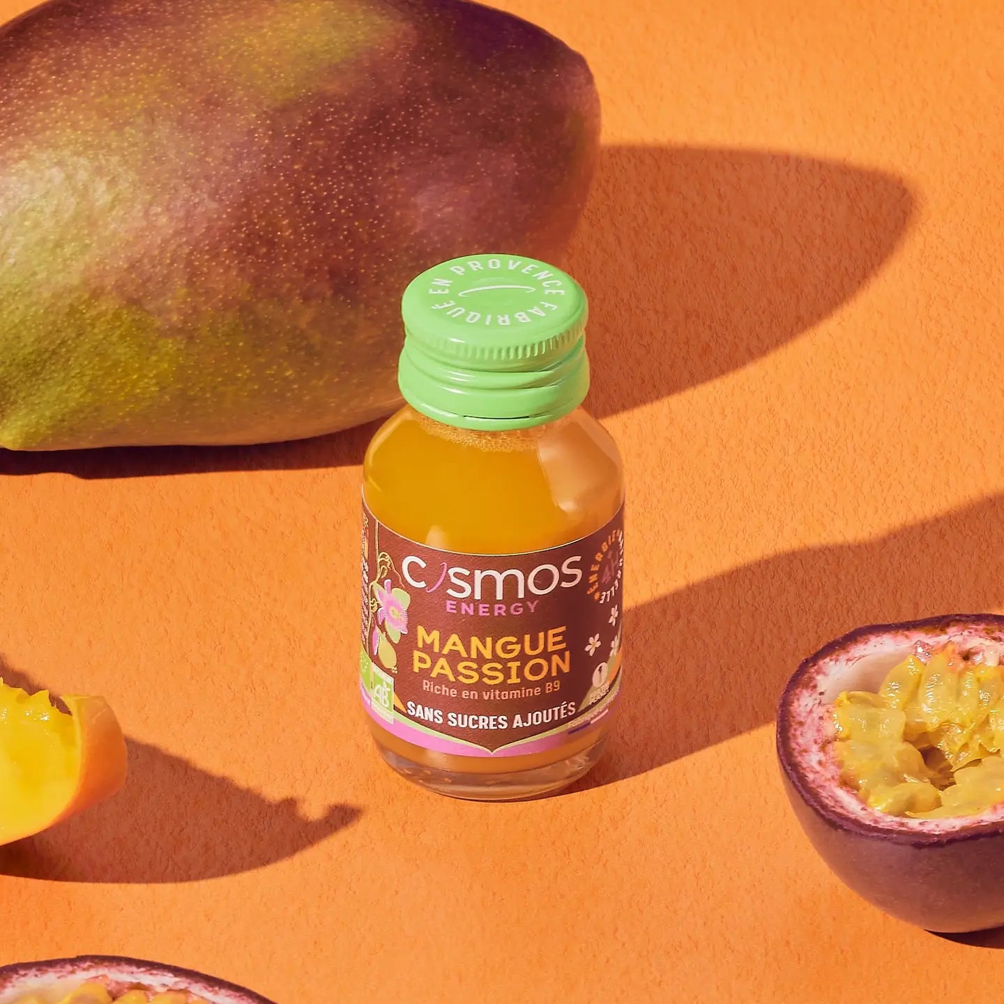 Shot Énergisant : Mangue Passion Bio – COSMOS ÉLIXIR | Boost Naturel & Vitalité