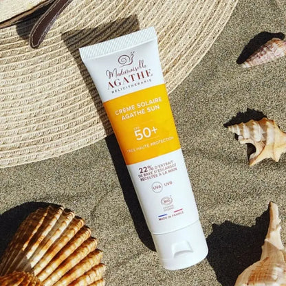 Crème Solaire Certifiée Bio - Non Teintée SPF50+ | Mademoiselle Agathe