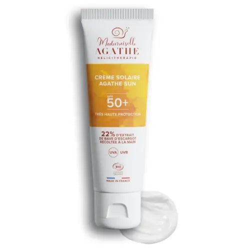 Crème Solaire Certifiée Bio - Non Teintée SPF50+ | Mademoiselle Agathe