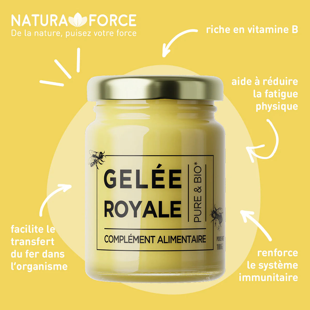 Gelée Royale BIO 100g - Natura Force | Immunité & Vitalité