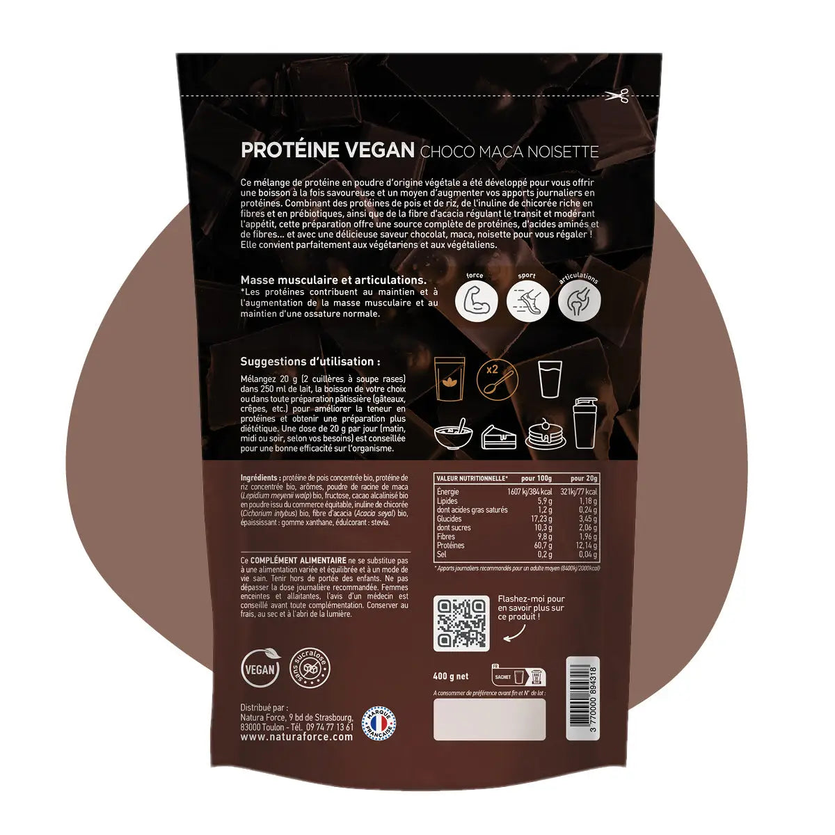 Veganes Protein Schokolade Maca Haselnuss – Bio &amp; Natürlich | Natura Force