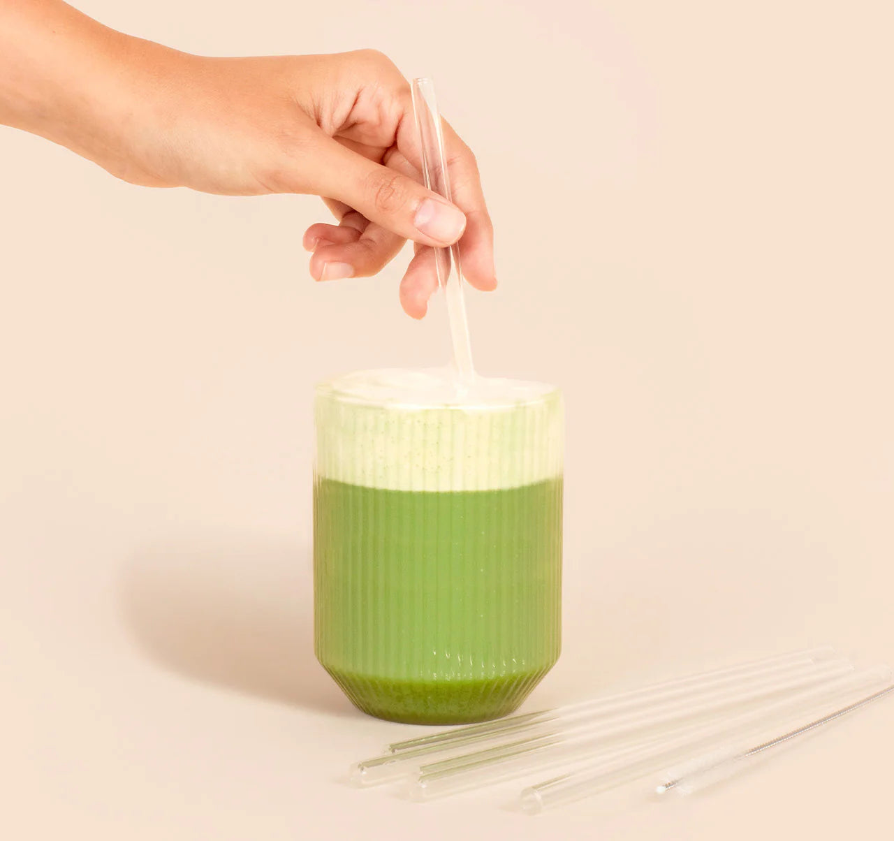 Cannucce di vetro riutilizzabili – Matcha&amp;CO | Set di 6 con pennello